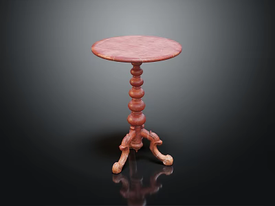 Round Pink Dining Table For Home Interior With Decorative Wooden Legs And Elegant Design 3d model
