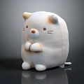 Cute White Plush Stuffed Toy with Round Body Small Ears Clasped Hands and Tiny Tail 3d model