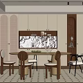 Elegant Modern Restaurant Interior With Round Dining Table Wooden Chairs And Marble Wall Decor
