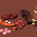 Delicious Assorted Meat Platter Featuring Grilled Steak Sausage Kebab Sliced Meat And Salami