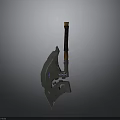 Medieval Battle Axe With Intricate Metal Head And Wooden Handle Design