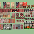Assorted Packaged Food Products Display With Various Meats Cheeses And Confections