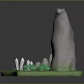 Scenic Stone Archway Surrounded by Rocks Green Vines and Pathway with Grass and Crystals