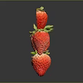 Fresh Ripe Strawberries With One Cut Half Floating On Dark Background
