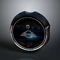 Modern Circular NINA Household Device With Black Body Silver Frame And Red Accents
