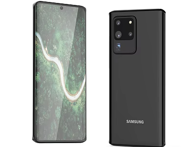 Samsung Black Smartphone With Triple Rear Camera Front Scenic Display Design 3d model