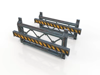 Metal Traffic Barriers With Yellow And Black Stripes For Safety Control 3d model