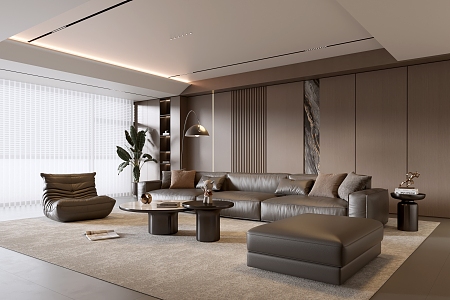 Modern Italian Living Room Light Luxury Sofa Coffee Table Combination 3d model