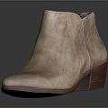 Beige Suede Ankle Boots With Side Zipper And Wooden Heel