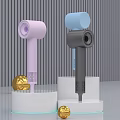 Colorful Handheld Daily Electrical Appliances in Pink Blue Black with White Stands and Golden Balls