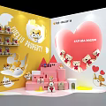 WENJIU PROPERTY Exhibition Display With Cartoon Bears Pink Castle And Red Heart Elements