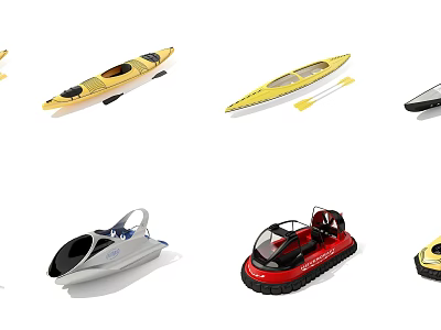 Various Watercraft Including Yacht And Kayak 3d model