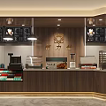Modern Supermarket Department Store Interior With Service Counter Menu Boards Cash Registers And Display Cases