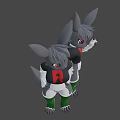 Game Movie Character Gray Rabbit Red Eyes Black Top Red R White Shorts Green Fishnet