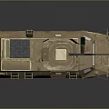 Military Khaki Tank With Turret Mounted Machine Gun And Large Wheels