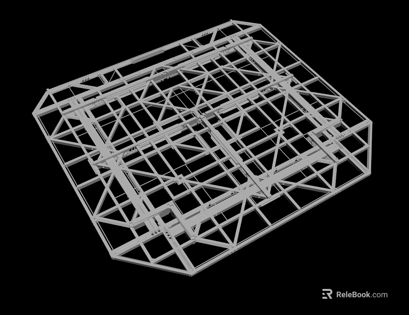 Square Grid Metal Frame Engineering Structure Model With Detailed Design 3d model 