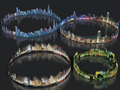 Garden Landscape Design With Circular Urban Models And Colorful Lighting Effects 3d model