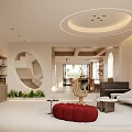 Modern Open Concept Living Dining Room With Wooden Ceiling Staircase And Recessed Lighting