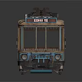 Vintage Tram With Retro Design Blue And Brown Carriage Windows Seats And Roof Equipment