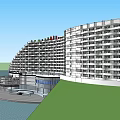 Modern Waterfront Hotel Building With Multi storey Design And Observation Decks 3d model