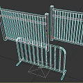 Black Metal Fence Panels And Silver Curved Temporary Barrier For Outdoor Use