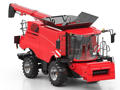 Red Agricultural Combine Harvester With Large Wheels Cab And Harvesting Mechanism For Efficient Crop Harvesting 3d model