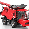 Red Agricultural Combine Harvester With Large Wheels Cab And Harvesting Mechanism For Efficient Crop Harvesting