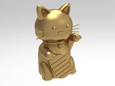 Elegant Polished Golden Cat Shaped Decorative Figurine Ornament For Home 3d model