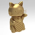 Elegant Polished Golden Cat Shaped Decorative Figurine Ornament For Home