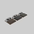 Modern Double Platform Bed With Wooden Frame Gray Brown Bedding And Pillows