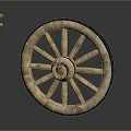 Vintage Wooden Cart Wheel With Classic Spokes And Rustic Design Elements 3d model