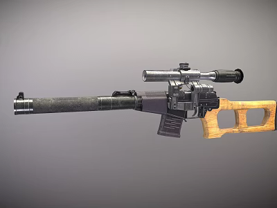 Tactical Military Weapon Rifle With Scope Wooden Stock And Black Barrel 3d model