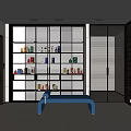 Modern Wine Cellar Interior With Multiple Wine Racks Blue Bench And Stored Wine Bottles