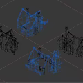 Cartoon Village Scene With Small Houses Red Roofs Chimneys And Windows
