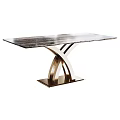 Elegant Modern Dining Table With Marble Top And Cross Metal Legs Design