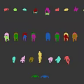 Humanoid Character 3D Models Showcasing Various Poses and Design Elements