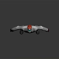 Detailed Humanoid Creature In White Jumpsuit Standing With Red Head And Open Arms