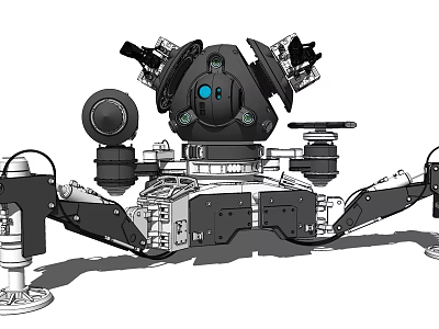 Interactive Electric Toy Robot with Mechanical Design Articulated Joints and Blue Eyes 3d model