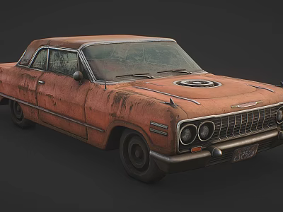 Rusty Vintage Classic Car With Worn Out Body And Weathered Exterior 3d model