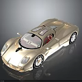 Golden Luxury Sports Car With Sleek Body Transparent Roof And Alloy Wheels