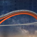 Streamlined Landscape Bridge Design With Wooden And Glass Structure Under Starry Sky