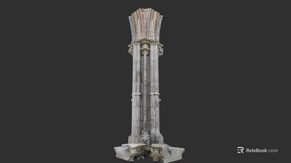 Garden Landscape Featuring Classical Carved Stone Column With Intricate Details 3d model 