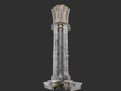 Garden Landscape Featuring Classical Carved Stone Column With Intricate Details 3d model