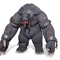 Mutant Bear Creature With Chain Metal Restraints Red Markings And Sharp Claws