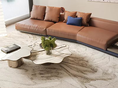 Sofa Modern Sofa Italian Sofa Oblique Sofa Light Luxury Sofa Leather Sofa Combination 3d model