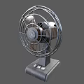 Vintage Electric Fan With Metal Circular Mesh Guard And Control Buttons On Base