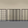 Modern Sliding Doors With Black Frames And Different Glass Designs For Interior Space 3d model