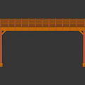 Modern Orange Pergola With Grid Lattice Roof and Supporting Columns for Outdoor Design
