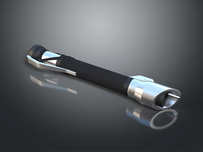 Futuristic Sci Fi Weapon Design With Black Grip And Silver Metal Parts 3d model