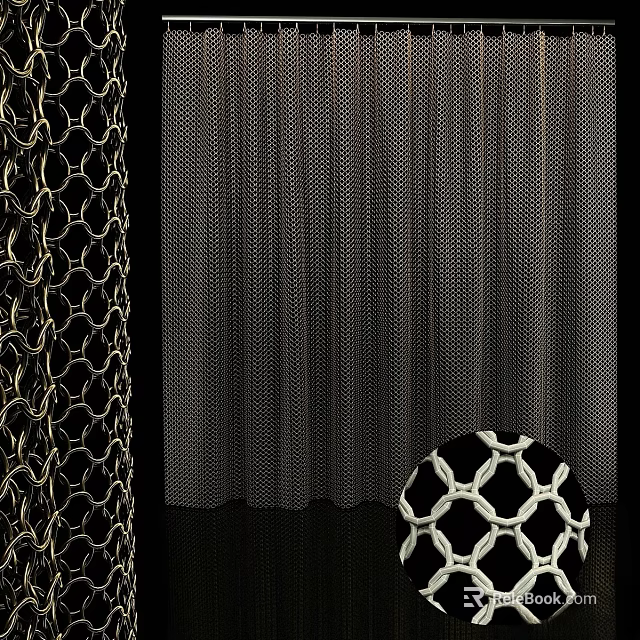 Modern Mesh Curtains With Woven Texture And Stylish Design Details 3d model 